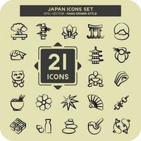 icono conjunto Japón. adecuado para japonés símbolo. mano dibujado estilo. sencillo diseño editable vector