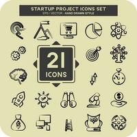 Icon Set Startup Project. suitable for Startup symbol. hand drawn style. simple design editable vector