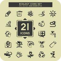 icono conjunto ecología. adecuado para ecología símbolo. mano dibujado estilo. sencillo diseño editable vector