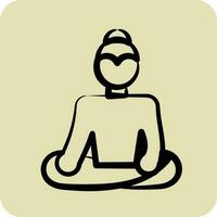 Icon Buddha. related to Thailand symbol. hand drawn style. simple design editable.World Travel vector