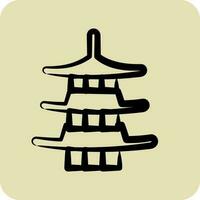 Icon Pagoda. suitable for Japanese symbol. hand drawn style. simple design editable. design template vector