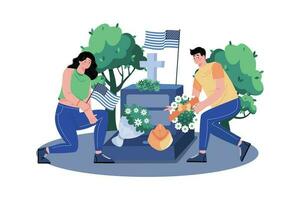 Decorating Graves To Show Respect And Gratitude vector