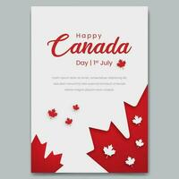 Happy Canada Day 1st July poster with maple leaf silhouette illustration vector