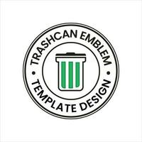 Garbage can logo stamp template. This design uses green and nature themes. Suitable for recycling, reduction, symbol, icon vector