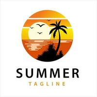 Attractive summer beach logo with vector illustration, perfect for any business or event related to beach or summer holidays.