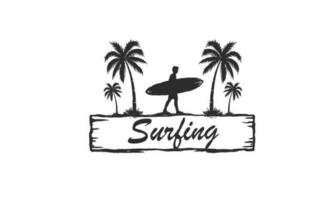 Vintage Surfing Graphics and Emblems for web design or print. Surfer logo templates. vector