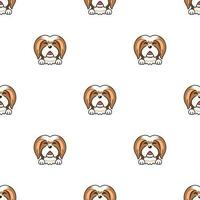 Vector cartoon character lhasa apso dog seamless pattern background
