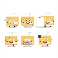 Cartoon character of brown rectangle envelope with various chef emoticons vector