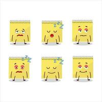 Cartoon character of spiral square yellow notebooks with sleepy expression vector