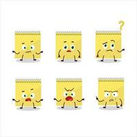 Cartoon character of spiral square yellow notebookswith what expression vector