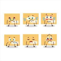 Brown rectangle envelope cartoon character with sad expression vector