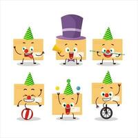 Cartoon character of brown rectangle envelope with various circus shows vector