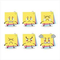 Sticky notes paper cartoon character with various angry expressions vector