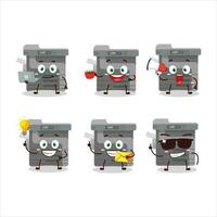 Office copier cartoon character with various types of business emoticons vector