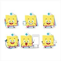 Doctor profession emoticon with sticky notes paper cartoon character vector