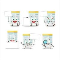 Filling form cartoon character bring information board vector