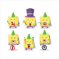 Cartoon character of sticky notes paper with various circus shows vector