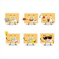 Brown rectangle envelope cartoon character with various types of business emoticons vector