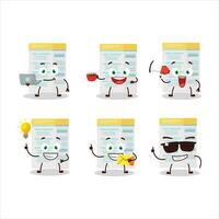 Filling form cartoon character with various types of business emoticons vector