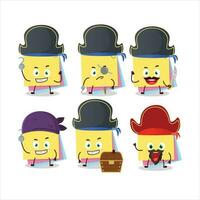Cartoon character of sticky notes paper with various pirates emoticons vector