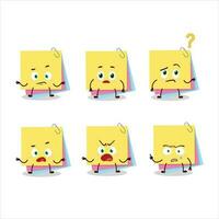 Cartoon character of sticky notes paper with what expression vector