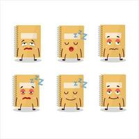 Cartoon character of brown spiral notebooks with sleepy expression vector