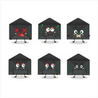 Black envelope cartoon character with nope expression vector