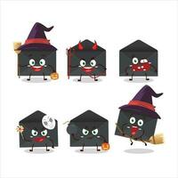 Black envelope cartoon character with various types of business emoticons vector