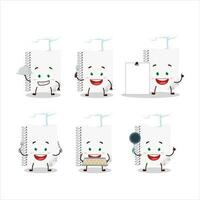 Cartoon character of spiral blank white notebooks with various chef emoticons vector