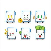 Blue manila folder cartoon character with cute emoticon bring money vector