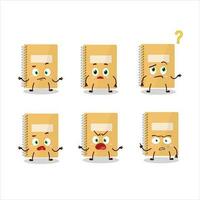 Cartoon character of brown spiral notebooks with what expression vector