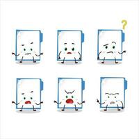 Cartoon character of blue manila folder with what expression vector