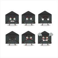 Black envelope cartoon character with various angry expressions vector