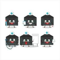 Doctor profession emoticon with black envelope cartoon character vector