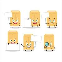 Brown envelope cartoon character bring information board vector