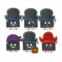 dibujos animados personaje de negro sobre con varios piratas emoticones vector