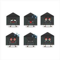 Cartoon character of black envelope with sleepy expression vector