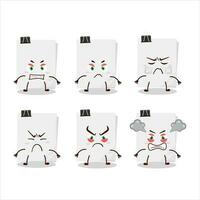 Sticky notes paper white cartoon character with various angry expressions vector