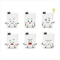 Cartoon character of sticky notes paper white with what expression vector