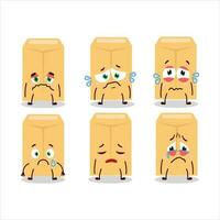 Brown envelope cartoon character with sad expression vector