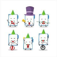 Cartoon character of blue manila folder with various circus shows vector