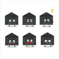 Cartoon character of black envelope with what expression vector