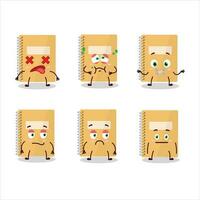 Brown spiral notebooks cartoon character with nope expression vector