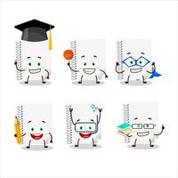 School student of spiral blank white notebooks cartoon character with various expressions vector