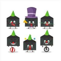 Cartoon character of black envelope with various circus shows vector