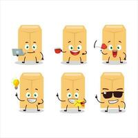 Brown envelope cartoon character with various types of business emoticons vector