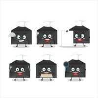 dibujos animados personaje de negro sobre con varios cocinero emoticones vector