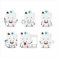 Doctor profession emoticon with sticky notes paper white cartoon character vector