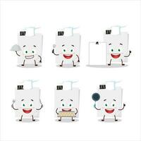 Cartoon character of sticky notes paper white with various chef emoticons vector