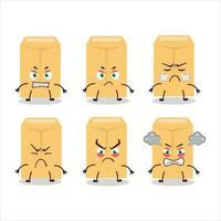 Brown envelope cartoon character with various angry expressions vector